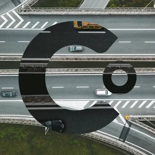 Outline Clear Digital “C” logo on an abstract background representing the comparison between Drupal and AEM for enterprise B2B websites.