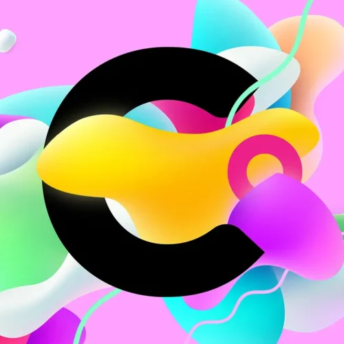 Black Clear Digital “C” logo on an abstract background representing the article about essential homepage content elements for B2B websites.