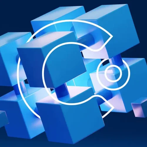 Clear Digital C logo over an abstract background representing AI enablement trends in B2B marketing