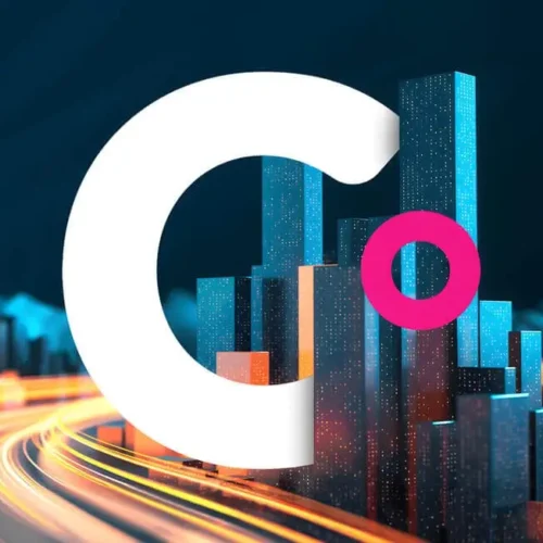 White Clear Digital “C” logo on an abstract background, representing insights on B2B tech homepage UX best practices.