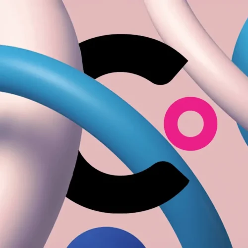 Black Clear Digital C logo over an abstract background representing B2B website design trends