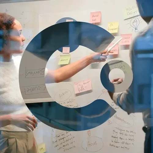 Clear Digital C logo over an abstract background representing CFO-CMO collaboration in B2B brand investment