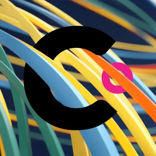 Clear Digital logo with abstract background symbolizing the strategic importance of website redesigns in building investor confidence for B2B companies