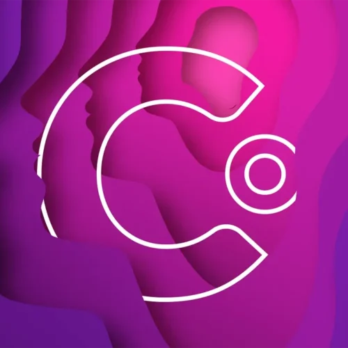 Clear Digital C logo over an abstract background representing humanizing a B2B brand