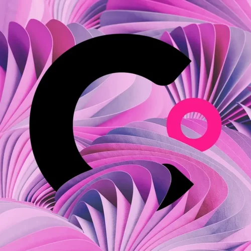 Black Clear Digital C logo over an abstract background representing strategic partnerships driving digital success