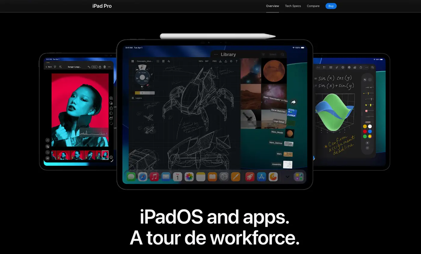 Website design trends example apple ipad pro page