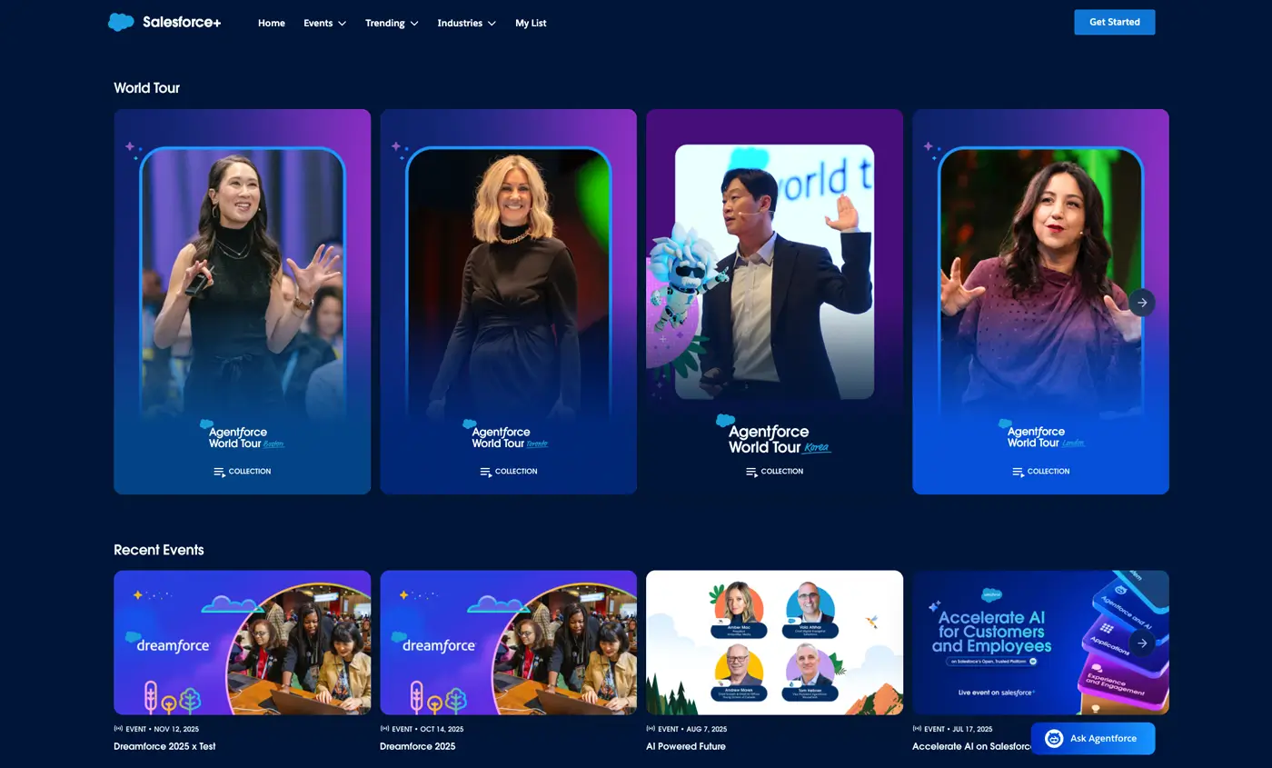 Saleforce trend using a netflix style experience in their website