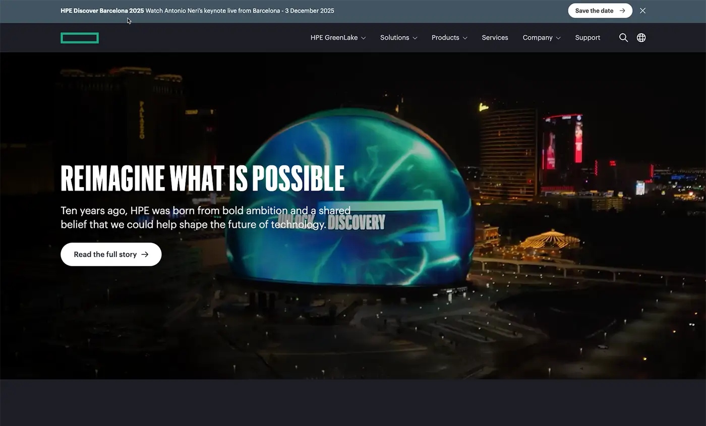 Homepage design for HPE grids example on B2B trends to watch