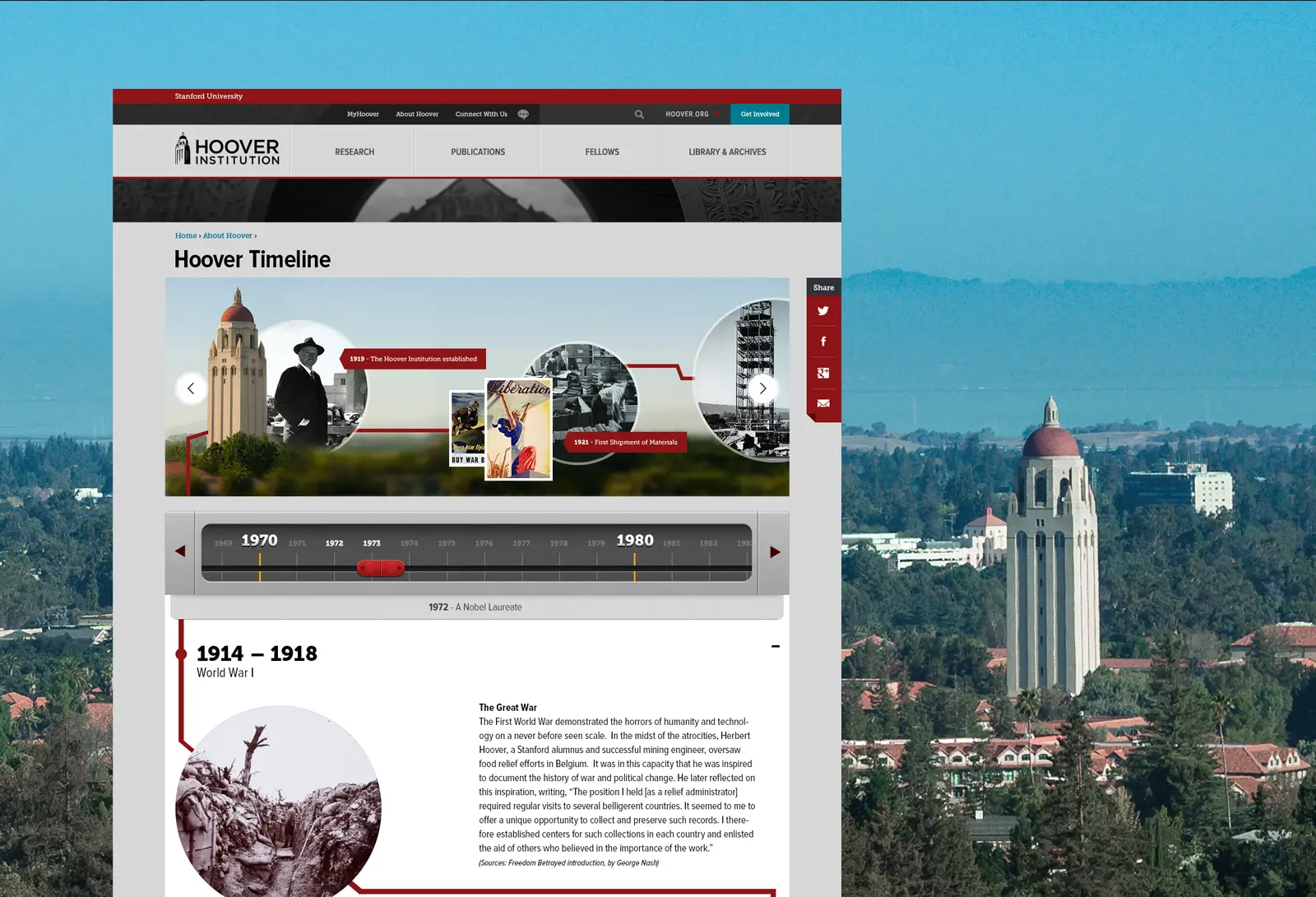 Hoover Institution interactive history timeline webpage.