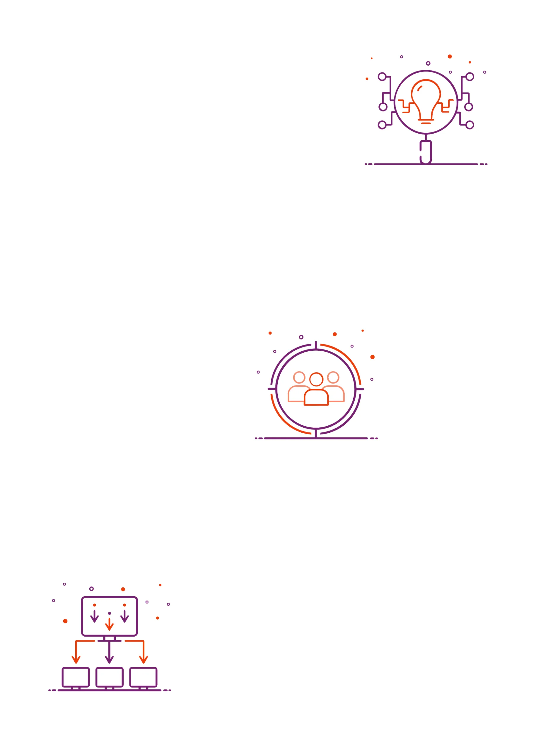 Illustrated icons representing AI insights, audience targeting, and data orchestration.