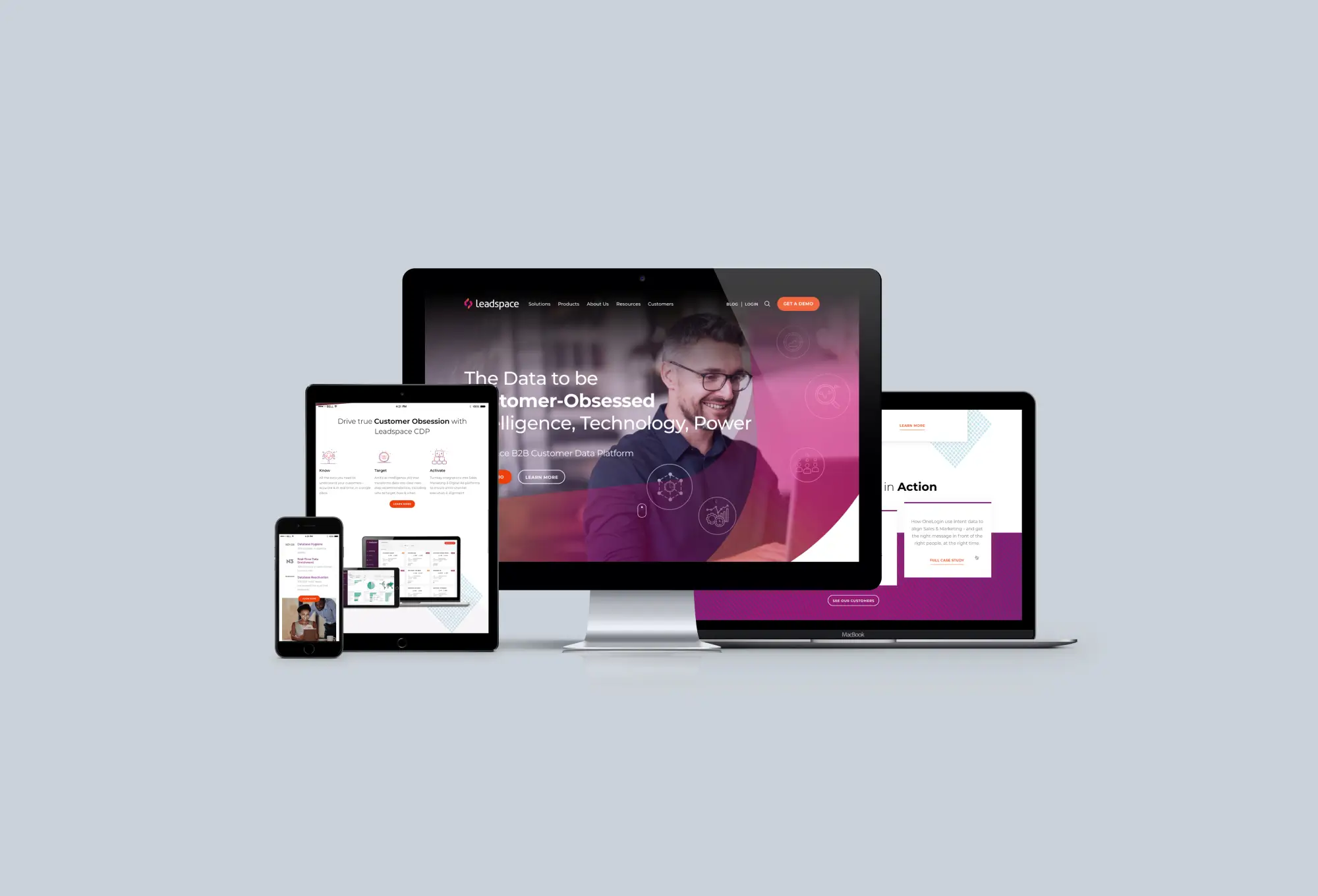 Leadspace website displayed across desktop, laptop, tablet, and mobile devices.
